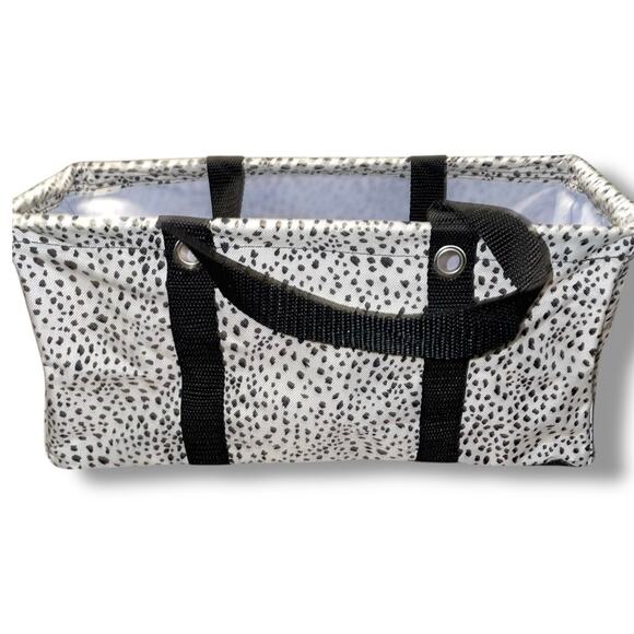 Thirty One Tiny Utility Tote Dainty Speckles Retired Black Mini Organizer Bag 31 - Picture 7 of 8